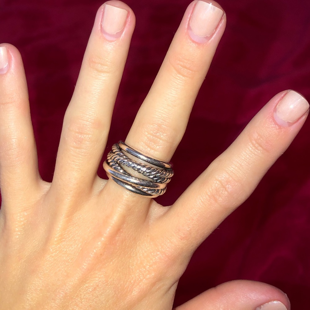 David Yurman silver crossover ring
